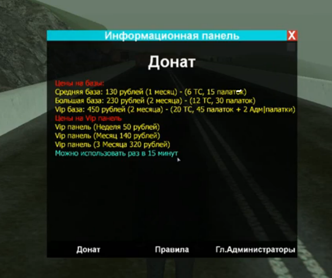 Панель информации